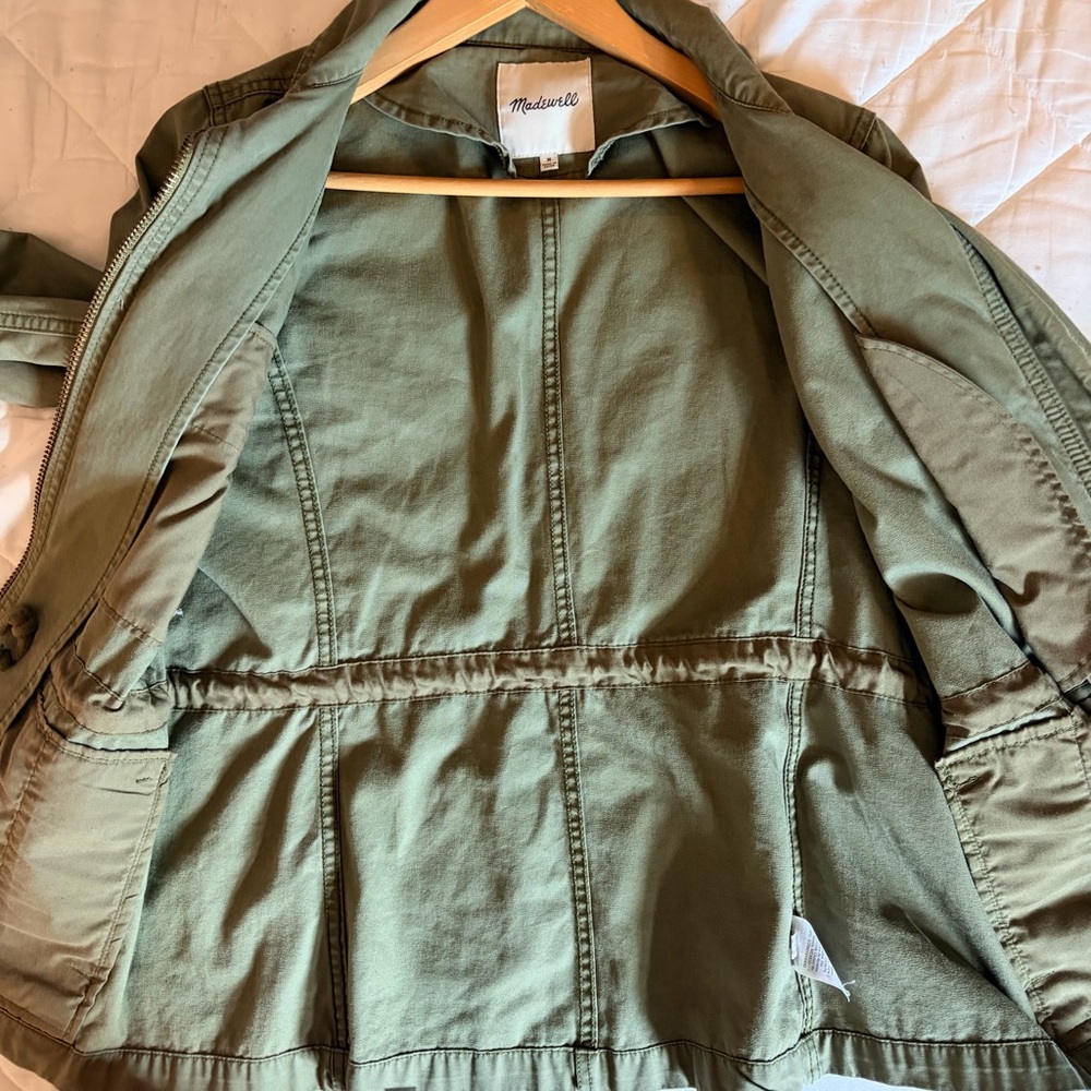 Madewell Fleet Jacket Olive Green Zip Military Utility Chore Coat Womens, Medium - Picture 10 of 13